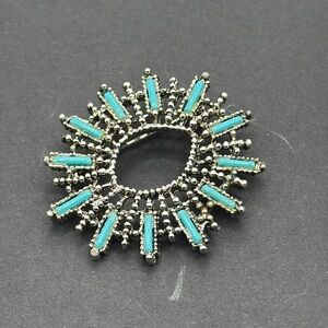 Elegant Silver and Turquoise Brooch